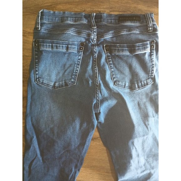 Rock & Republic Women's Jeans Sz 12 M Berlin Skinny Mid Rise Medium Wash Ripped - Picture 7 of 9